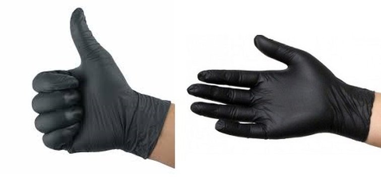 Чёрные медицинские перчатки