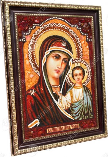 Православні ікони, образ з бурштину, купити сувенір з бурштину