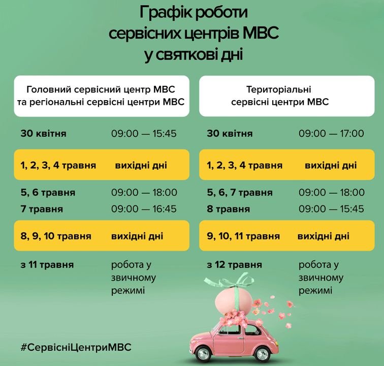 График работы сервисных центров МВД на майские праздники