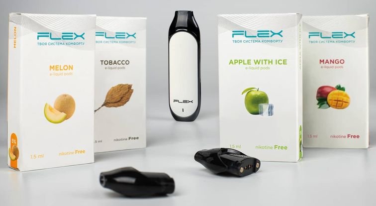 Многоразовые электронные сигареты с картриджами на солевом никотине FLEX